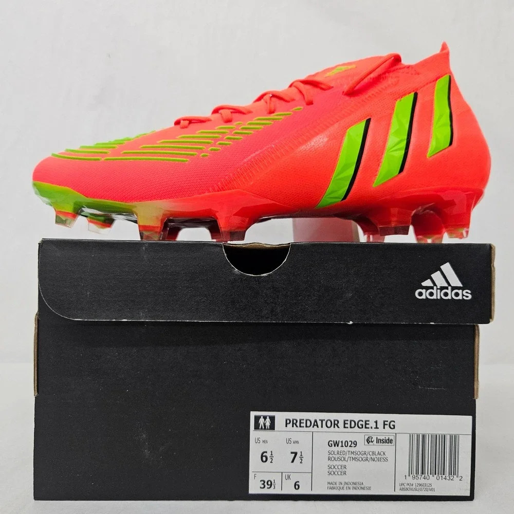 Adidas Predator Edge.1 Firm Ground Soccer Cleats GW1029 Solar Red‎ Mens Size 6.5